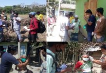 করোনা সচেতনতা গ্রুপের মাস্ক,সাবান, স্যানিটাইজার ও লিফলেট বিতরণ